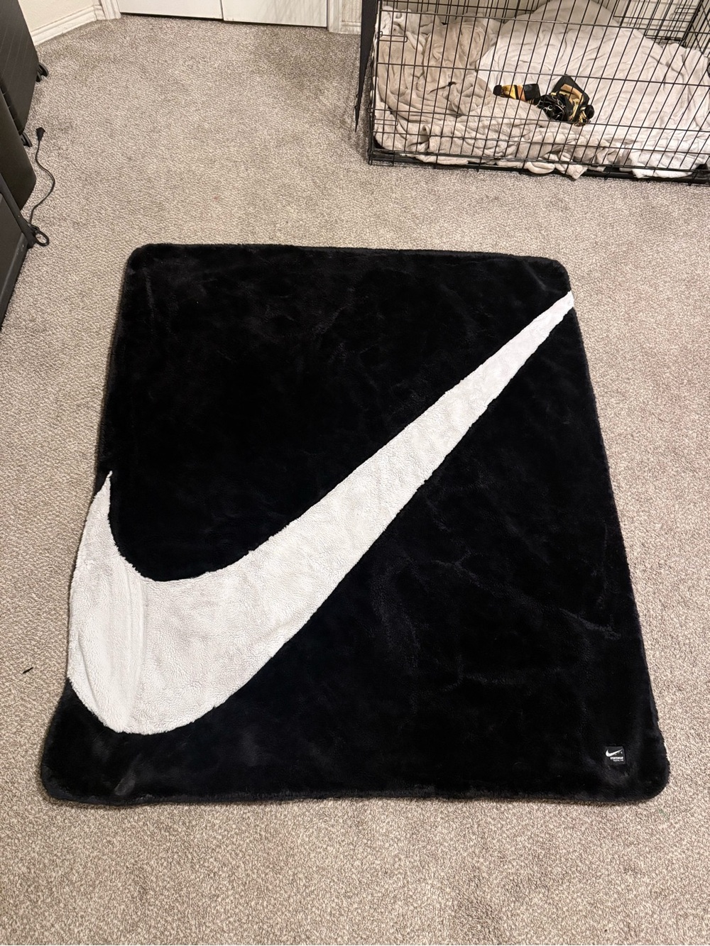 Nike Black Plush Sportswear Swoosh Blanket